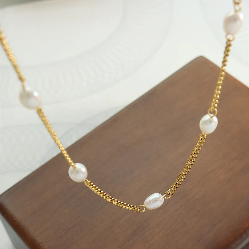 Lilly Freshwater Pearl Necklace / 18K Gold Plated - Nina Kane Jewellery