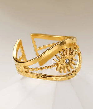 Thalia Evil Eye Repellent Ring / 14K Gold Plated - Nina Kane Jewellery