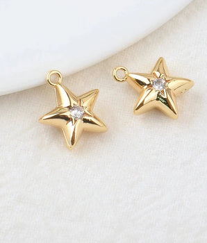 Star Shaped Zircon Stone Charm / 24K Gold Plated - Nina Kane Jewellery