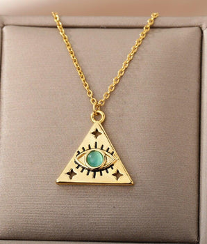 Tania Triangle Evil Eye Pendants / Stainless Steel - Nina Kane Jewellery