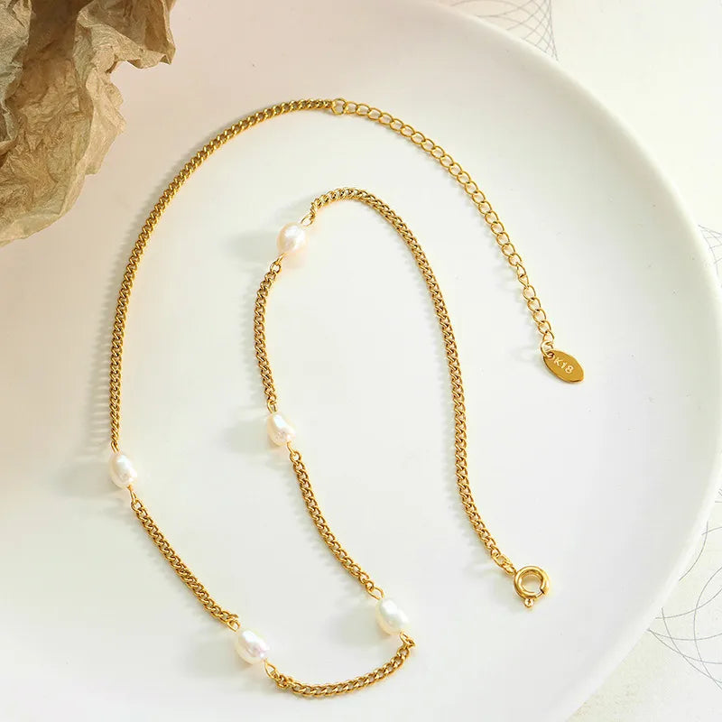 Lilly Freshwater Pearl Necklace / 18K Gold Plated - Nina Kane Jewellery