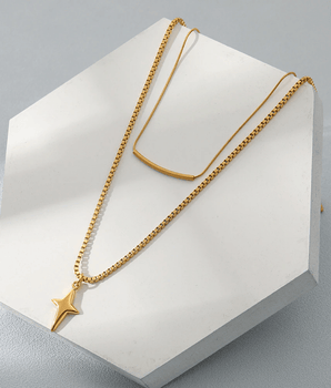 Lianna Star Double Chain / 18K Gold Plated - Nina Kane Jewellery