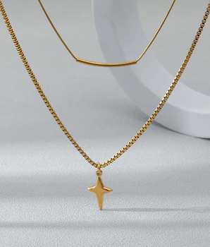 Lianna Star Double Chain / 18K Gold Plated - Nina Kane Jewellery