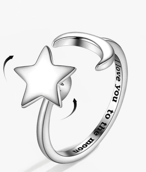 Alita Moon & Star Spinning Ring / Stainless Steel - Nina Kane Jewellery