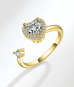 Carmina Spinning Gold Heart Ring / Stainless Steel - Nina Kane Jewellery