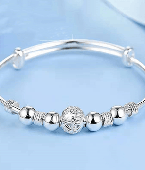 Catarina Beaded Bangle / 925 Sterling Silver - Nina Kane Jewellery
