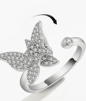 Delilah Spinning Butterfly Ring / Stainless Steel - Nina Kane Jewellery