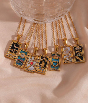 Evangeline Tarot Card Pendants / Stainless Steel - Nina Kane Jewellery