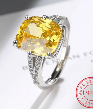 Tabitha Citrine Moissanite Ring / 925 Sterling Silver - Nina Kane Jewellery