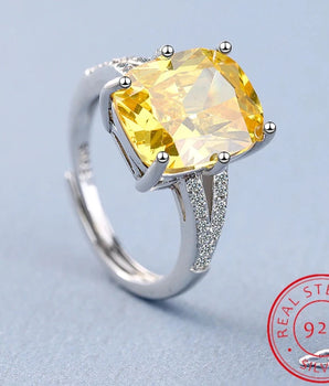 Tabitha Citrine Moissanite Ring / 925 Sterling Silver - Nina Kane Jewellery