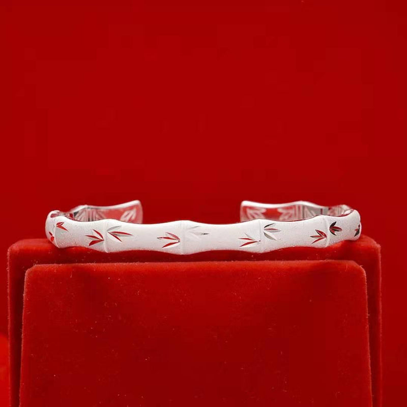 Carmen Luxury Frosted Bamboo Leaf Bangle / Stainless Steel