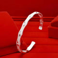 Carmen Luxury Frosted Bamboo Leaf Bangle / Stainless Steel view 3