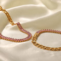 Nikita Pink Zirconia Chain Bracelet / 18K Gold Plated view 3