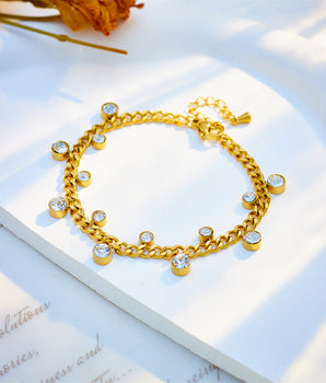 Robyn Diamond Cuban Link Chain Bracelet / Stainless Steel - Nina Kane Jewellery