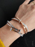 Silver Crystal Double Nail Bangle / Stainless Steel view 2