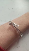 Silver Crystal Double Nail Bangle / Stainless Steel view 5