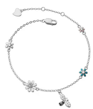 Silver Elena Bumble Bee Charm Bracelet / 925 Sterling Silver - Nina Kane Jewellery