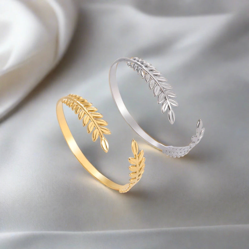 Abigail Olive Branch Bangles / Stainless Steel