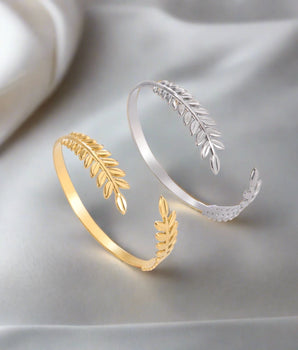 Abigail Olive Branch Bangles / Stainless Steel - Nina Kane Jewellery
