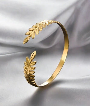 Abigail Olive Branch Bangles / Stainless Steel - Nina Kane Jewellery
