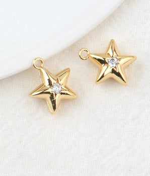 Star Shaped Zircon Stone Charm / 24K Gold Plated - Nina Kane Jewellery