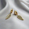 Alexandra Feather Huggie Earrings / Stainless Steel view 3