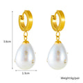 Ariel Oversize Pearl Huggie Earrings / Stainless Steel view 4