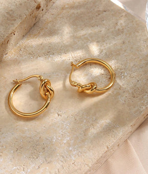 Blake Knot Hoop Earrings / 18K Gold Plated - Nina Kane Jewellery