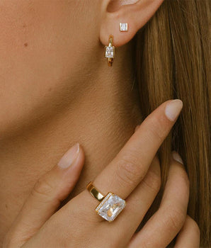 Calia Diamond Huggie Earrings / 925 Sterling Silver - Nina Kane Jewellery