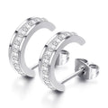 Camilla Silver & Diamond Hoop Earrings / Stainless Steel view 1