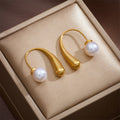 Erin Water Drop Pearl Earrings / Stainless Steel view 1