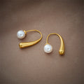 Erin Water Drop Pearl Earrings / Stainless Steel view 2