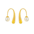 Erin Water Drop Pearl Earrings / Stainless Steel view 4