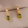 Green Duchesina Teardrop Earrings / Stainless Steel view 2