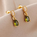 Green Duchesina Teardrop Earrings / Stainless Steel view 3