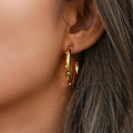 Jesse Diamond Studded Gold Hoops / Stainless Steel view 2