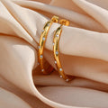 Jesse Diamond Studded Gold Hoops / Stainless Steel view 3
