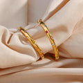 Jesse Multicolour Diamonds Studded Hoops / Stainless Steel view 2