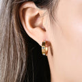 Kiana Gold Crystal Stud Hoops / Stainless Steel view 3
