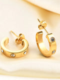 Kiana Gold Crystal Stud Hoops / Stainless Steel view 2