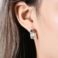 Kiana Silver Crystal Stud Hoops / Stainless Steel view 3