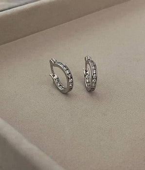Leona Diamond Zircon Hoops / 925 Sterling Silver - Nina Kane Jewellery