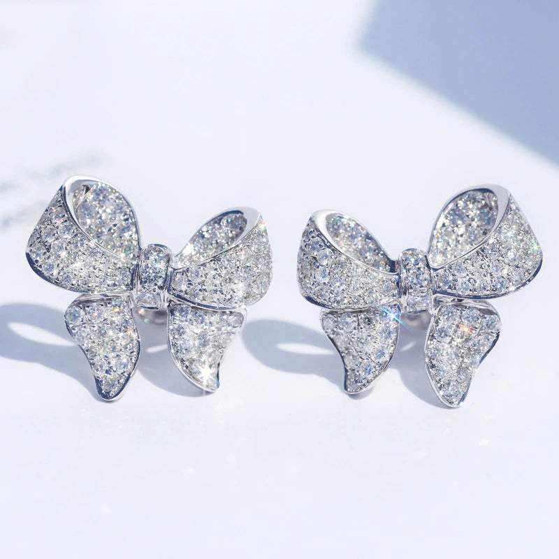 Marisa Crystal Bow Stud Earrings / 925 Sterling Silver