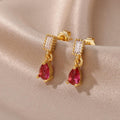 Pink Duchesina Teardrop Earrings / Stainless Steel view 1