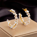 Sabrina Crystal Studded Hoop Earrings / Stainless Steel view 1