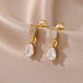 White Duchesina Teardrop Earrings / Stainless Steel view 1