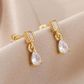 White Duchesina Teardrop Earrings / Stainless Steel view 2