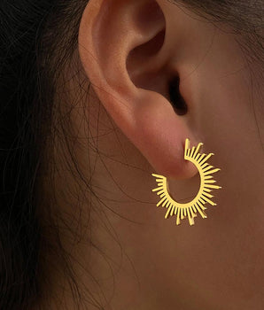 Eliza Starburst Hoop Earrings / Stainless Steel - Nina Kane Jewellery