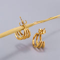 Holly Triple Hoop Earrings / Stainless Steel view 2