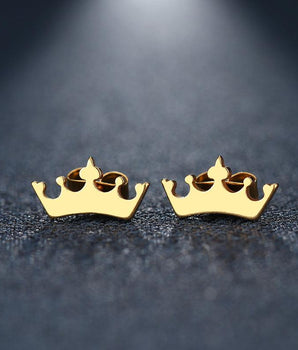Jordan Mini Crown Stud Earrings / Stainless Steel - Nina Kane Jewellery